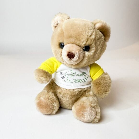 8" Vintage Light Brown Teddy Bear Gund Stuffed Animal Plush Toy 1991 Get Well - Picture 1 of 11